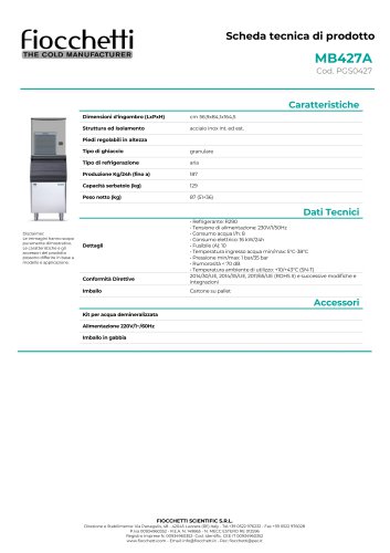 Produttore di ghiaccio granulare MB427A