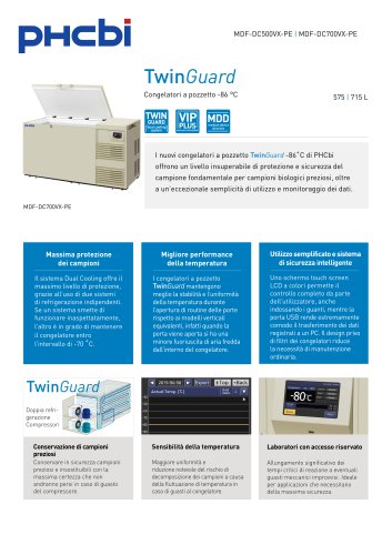 MDF-DC500VX-PE & MDF-DC700VX-PE - Congelatori TwinGuard ULT (-86 °C)