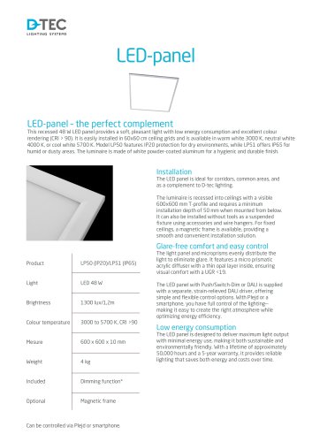D-tec product sheet Led-panel