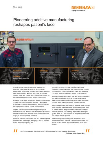 Pioneering additive manufacturing reshapes patients face