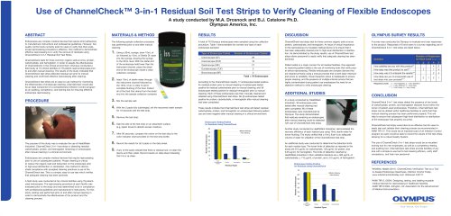 Use of ChannelCheck™ 3-in-1 Residual Soil Test Strips to Verify Cleaning of Flexible Endoscopes