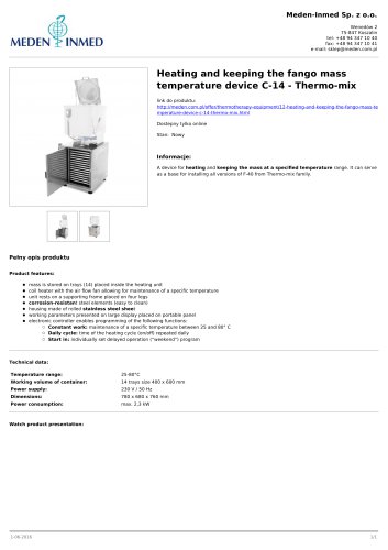 Heating and keeping the fango mass temperature device C-14 - Thermo-mix