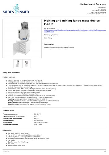 Melting and mixing fango mass device F-40/P