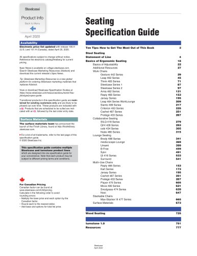 Seating Specification Guide 2020