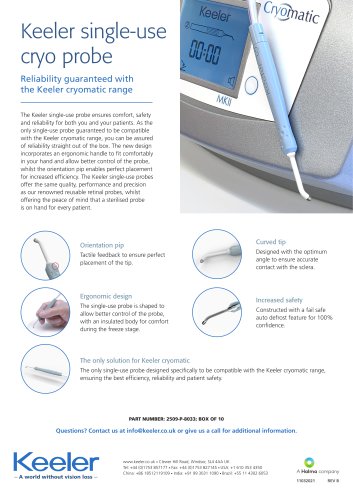 Cryo Single Use Probe Flyer - REV B