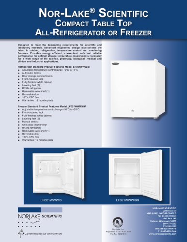 Compact Table Top All-Refrigerator or Freezer