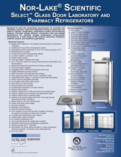 Select? Glass Door Laboratory and Pharmacy Refrigerators