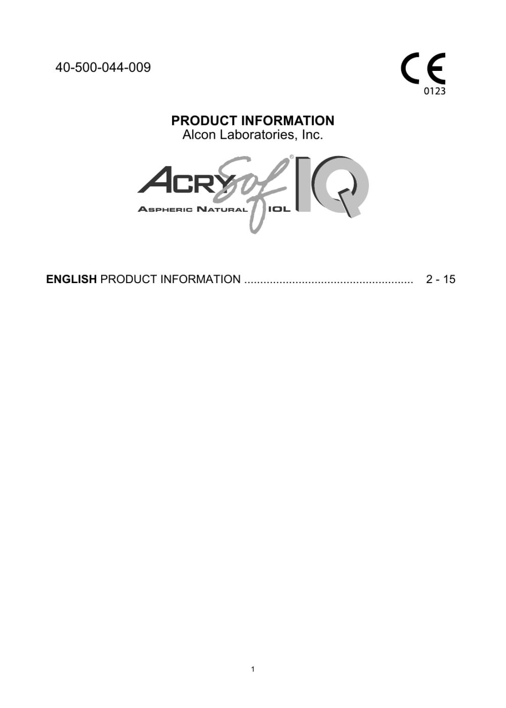 MODEL SN60WF - Alcon