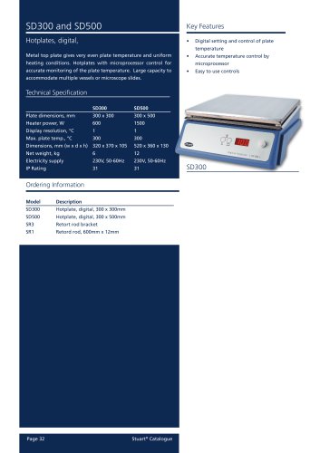 Hotplate, Digital, SD300 (30x30cm), SD500 (30x50cm)