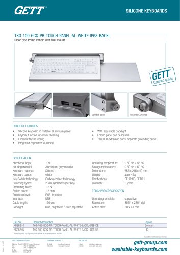 CleanType® Prime Panel+ with wall mount