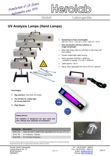 UV Analysis Lamps