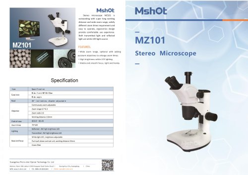 Mshot MZ101 stereo microscope catalogue