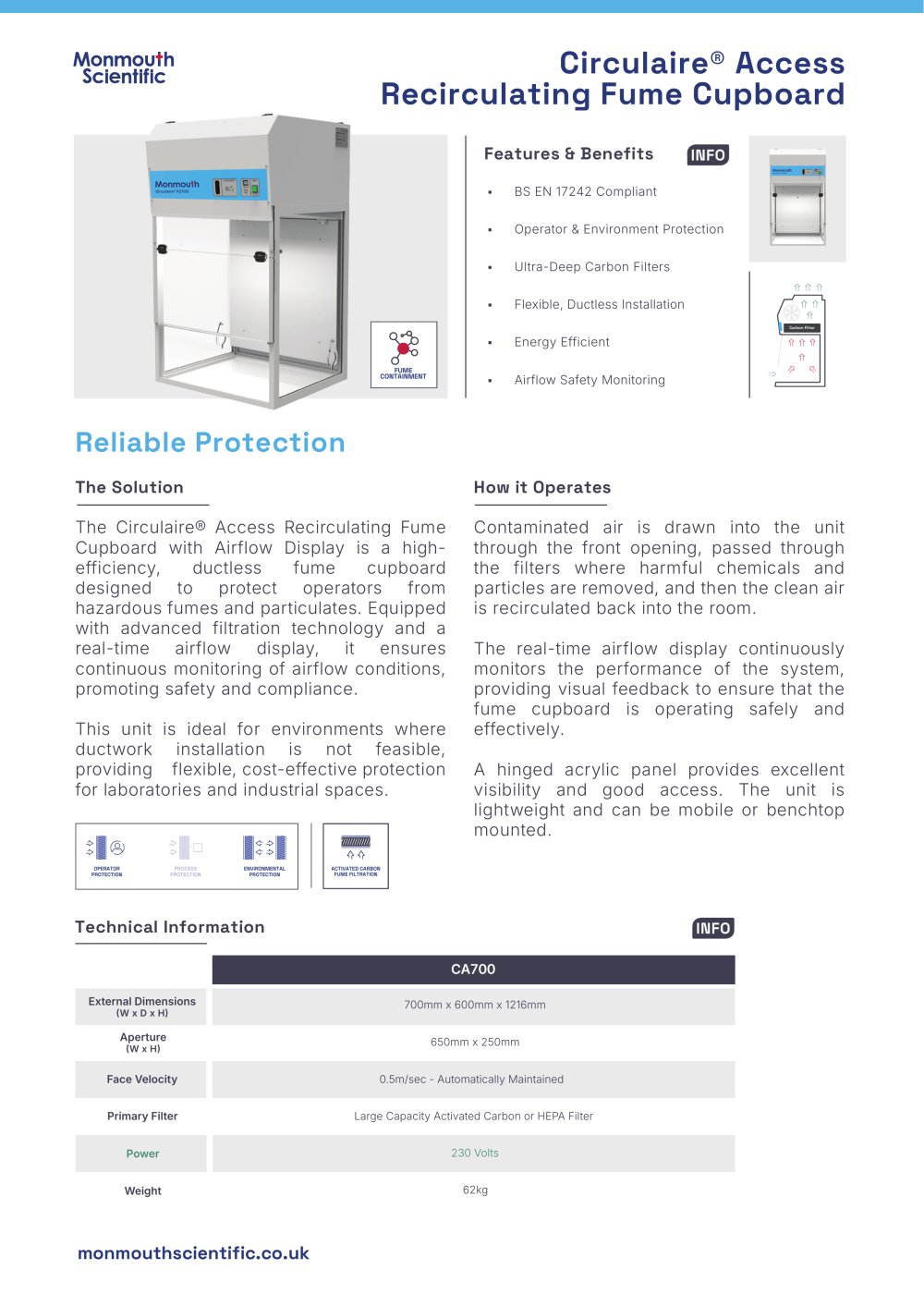 Circulaire&reg; Access Recirculating Fume Cupboard - Monmouth Scientific
