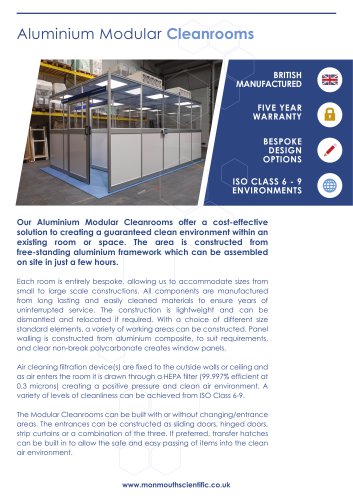 Monmouth Scientific | Aluminium Modular Cleanrooms