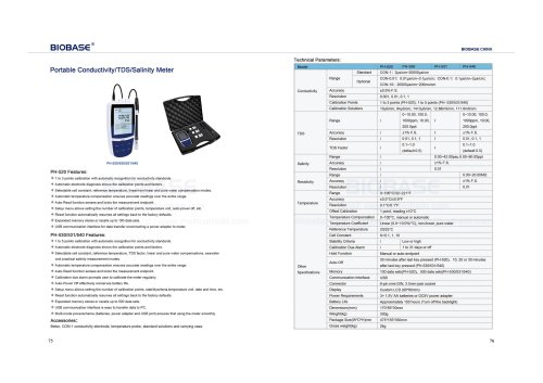 BIOBASE Portable Conductivity TDS Salinity Meter