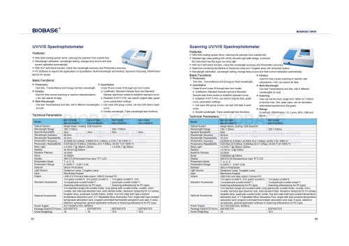 BIOBASE UV VIS Spectrophotometer