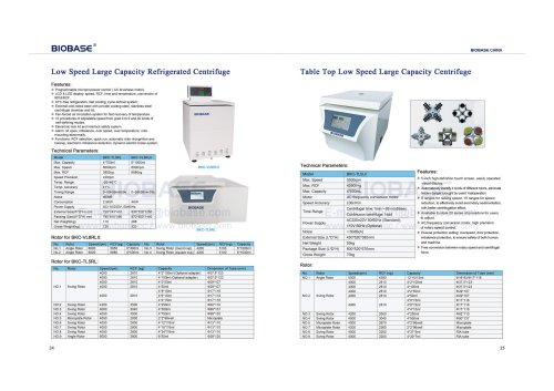 Low Speed Large Capacity Refrigerated Centrifuge & Table Top Low Speed Large Capacity Centrifuge