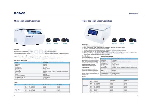 Table Top High Speed Centrifuge  BKC-MH20-B&BKC-TH21WC