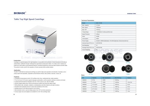 Table Top High Speed Centrifuge BKC-TH16B