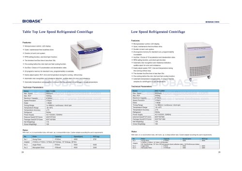 Table Top Low Speed Refrigerated Centrifuge & Low Speed Refrigerated Centrifuge