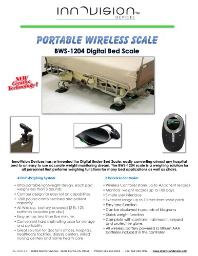 BWS-1204 Wireless Under Bed Scale