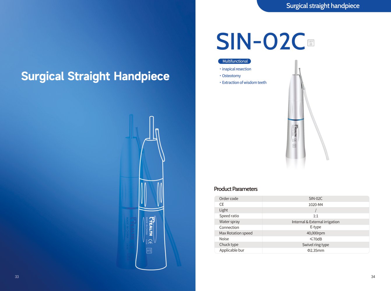 Surgical straight handpiece - Tealth Foshan Medical Equipment Co.,Ltd