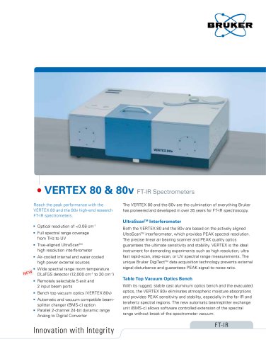 VERTEX 80 and 80v FTIR Spectrometers