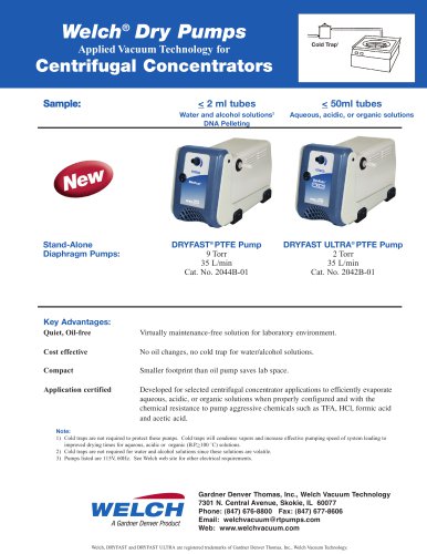 Welch® Dry Pumps (Centrifugal Concentrators)