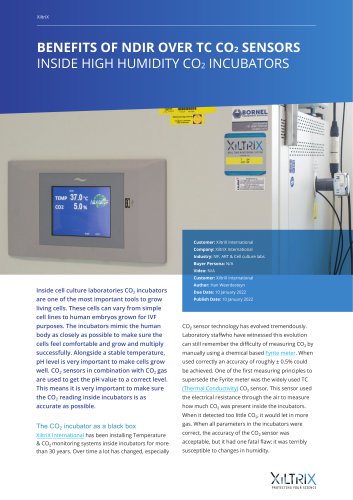 BENEFITS OF NDIR OVER TC CO2 SENSORS INSIDE HIGH HUMIDITY CO2 INCUBATORS